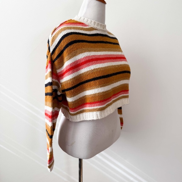 Billabong SO BOLD Fall Y2K Oversized Multi Color Cropped Cozy Boho Sweater Sz S - Picture 4 of 11
